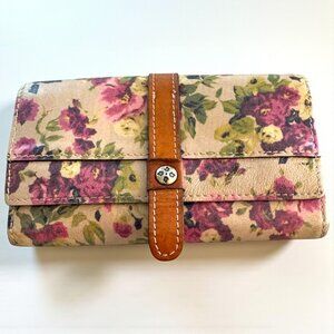Patricia Nash Busalla Organizer Wallet – Heritage Floral Leather, Snap Strap